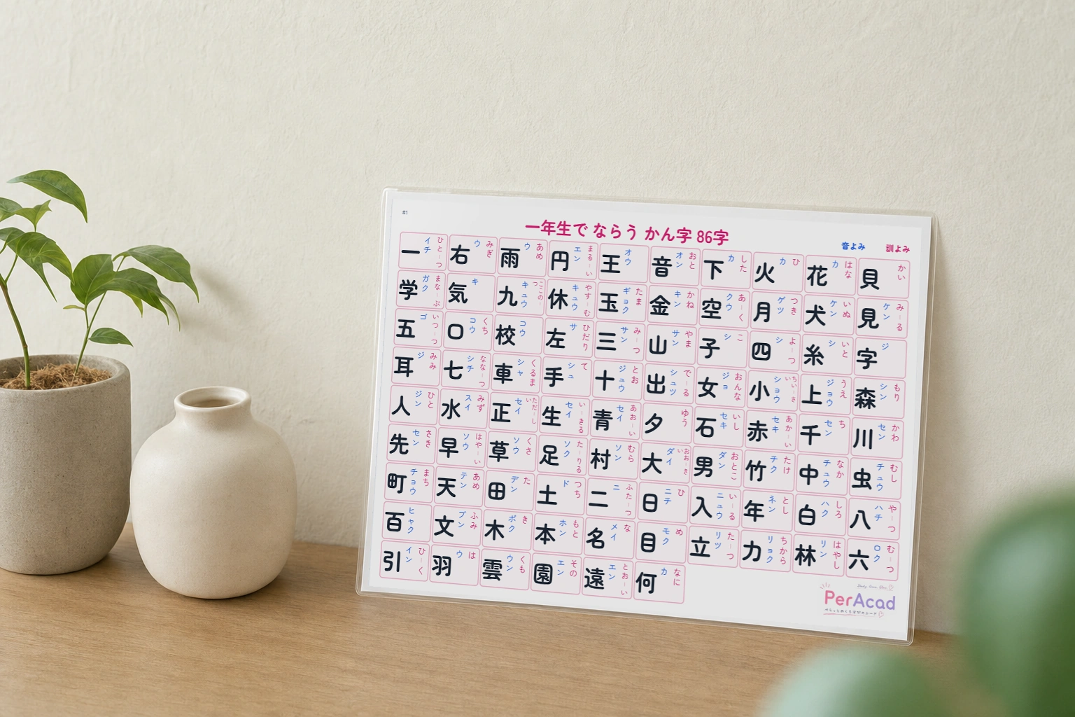 A4ラミネート（小学1年の漢字一覧）の実物