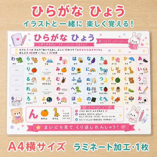 ひらがなひょう（A4ラミネート）