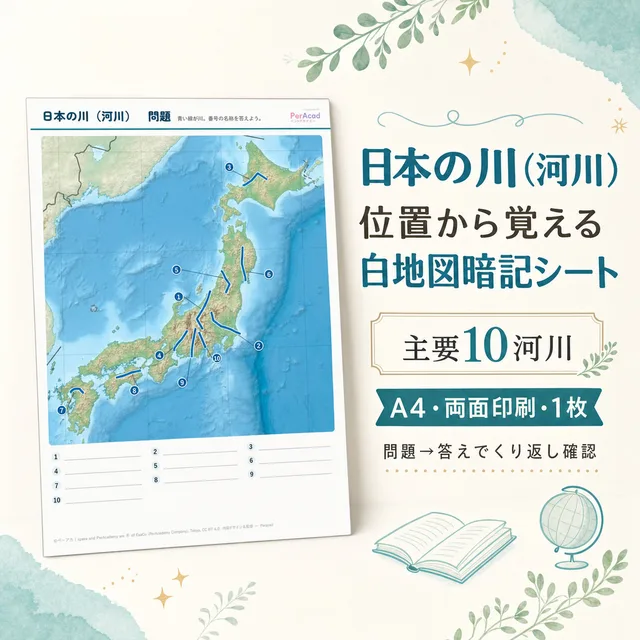 日本の地形 川（A4ラミネート）